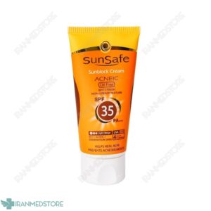 کرم ضد آفتاب SPF35 رنگی فاقد چربی سان سیف مناسب پوست های چرب و آکنه ای ۵۰ میلی لیتر