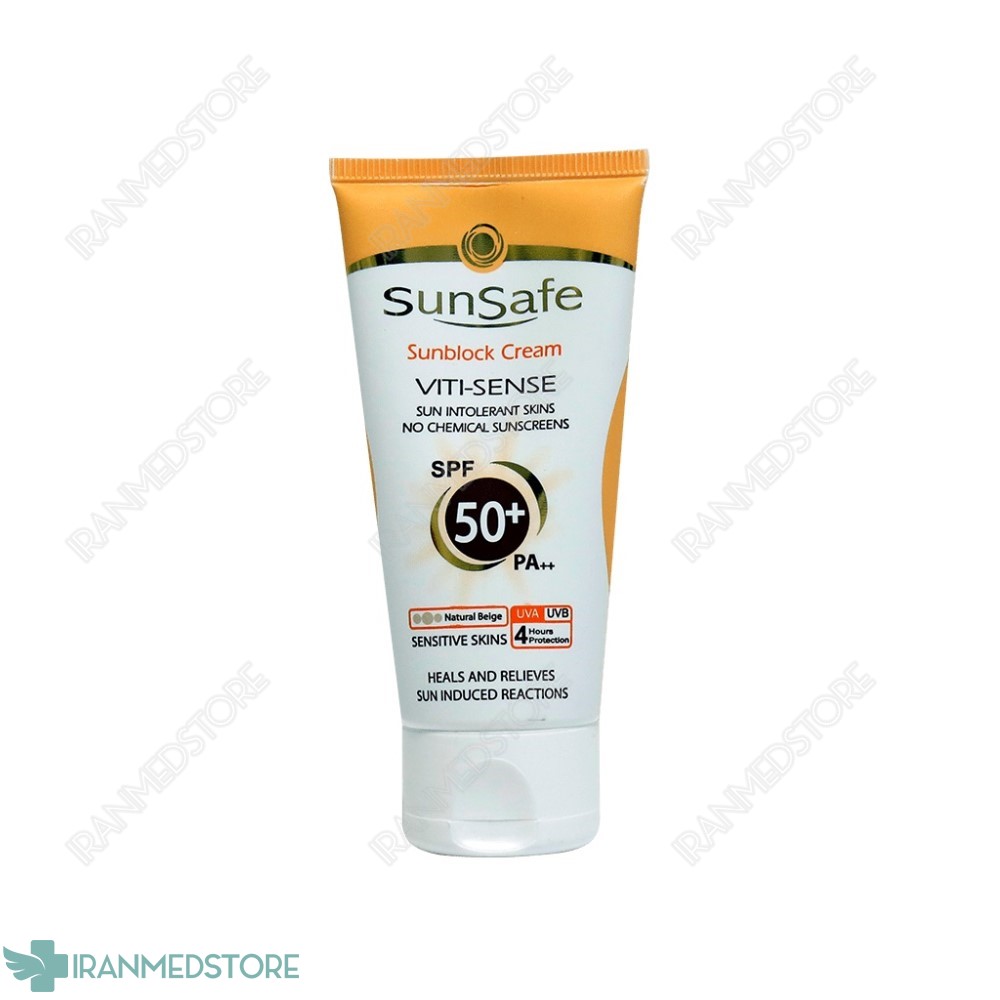 کرم ضد آفتاب رنگی سان سیف +SPF50 فاقد جاذب های شیمیایی مناسب پوست حساس ۵۰ میلی لیتر