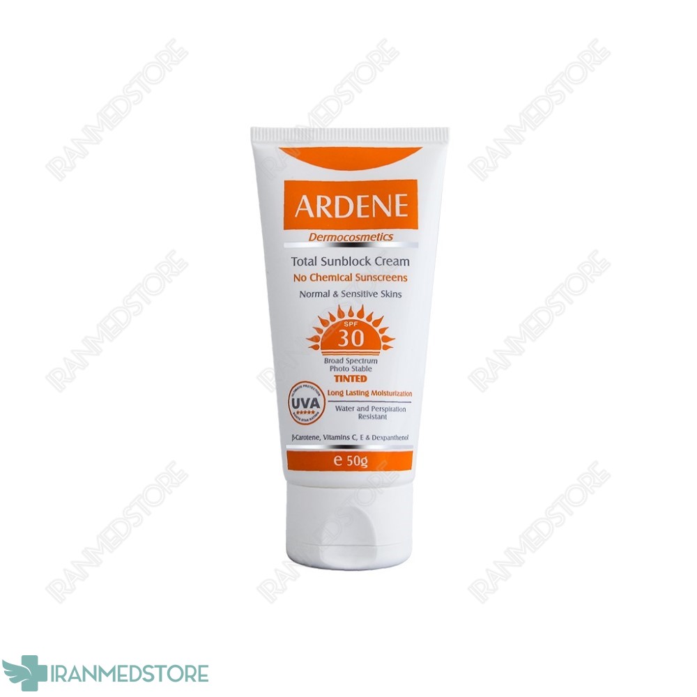 کرم ضد آفتاب رنگی SPF30 آردن فاقد جاذب های شیمیایی مناسب پوست های معمولی و حساس ۵۰ گرم