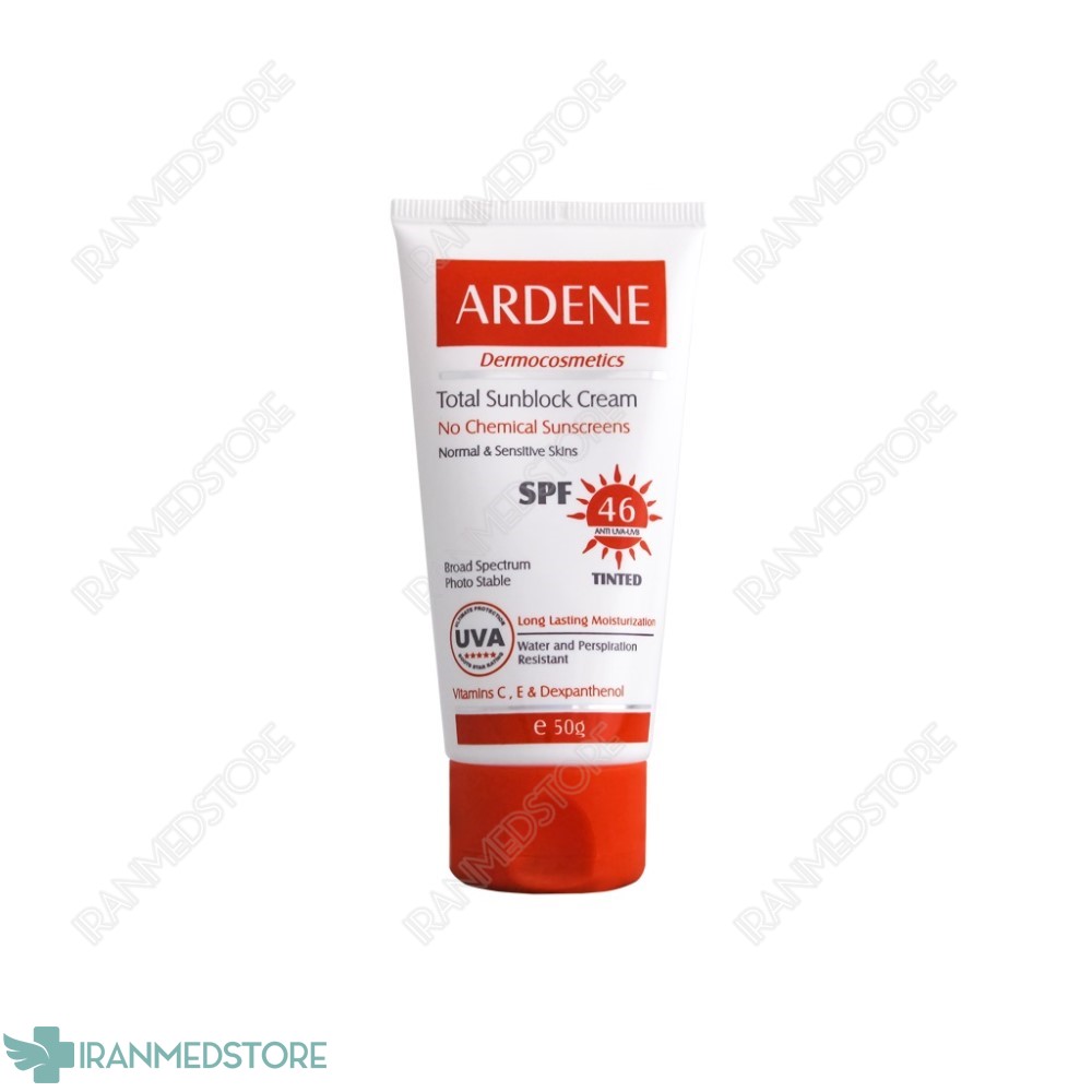 کرم ضد آفتاب رنگی SPF46 آردن فاقد جاذب های شیمیایی مناسب پوست های معمولی و حساس ۵۰ گرم