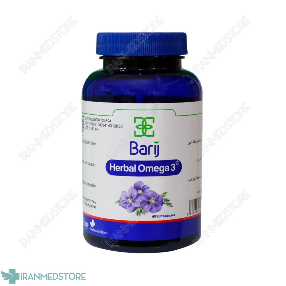 کپسول روغن بذر کتان حاوی امگا ۳ باریج اسانس ۶۰ عددی