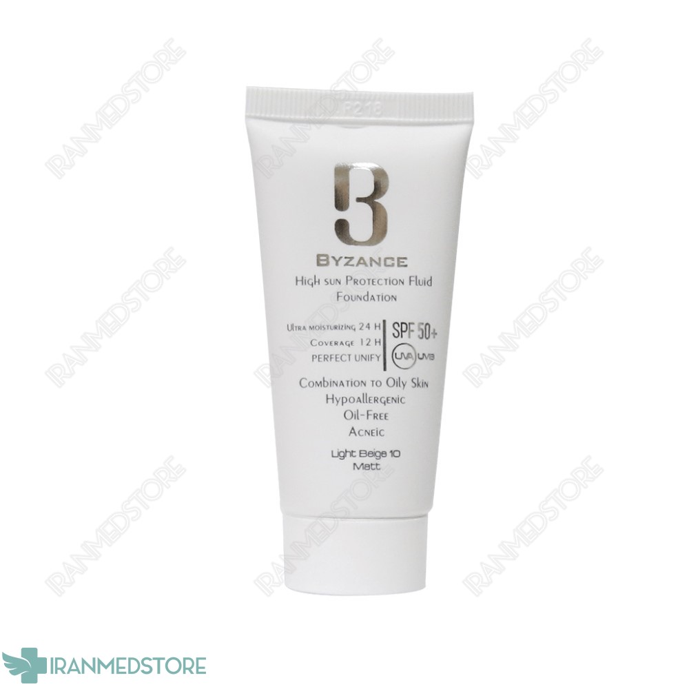 فلوئید ضد آفتاب کرم پودری +SPF50 بیزانس مناسب پوست مختلط و چرب 30 میلی لیتر
