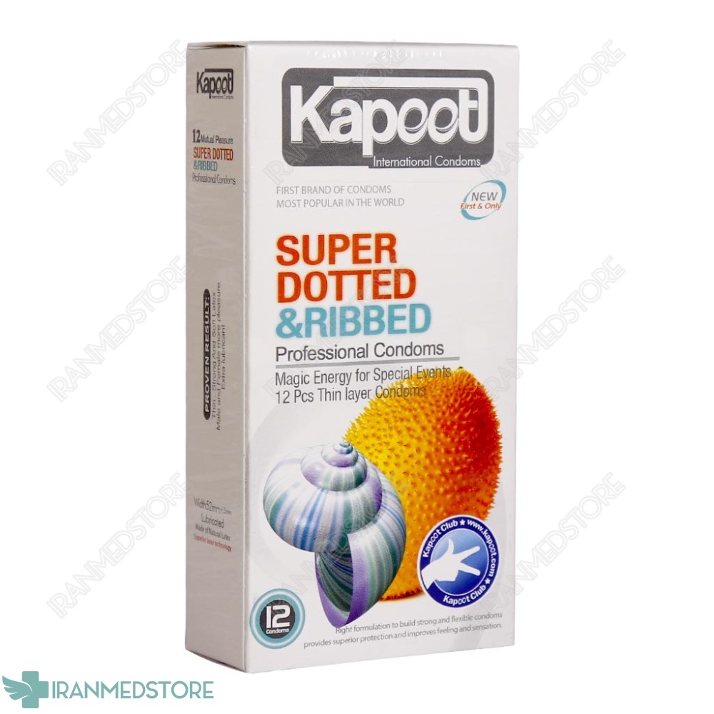 کاندوم خاردار و شیاردار کاپوت مدل Super Dotted And Ribbed تعداد 12 عدد