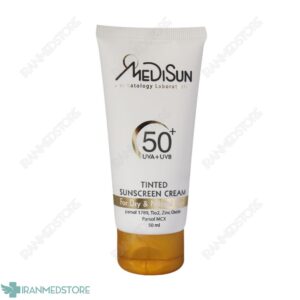 کرم ضد آفتاب رنگی SPF50 مدیسان مناسب پوست معمولی و خشک ۵۰ میلی لیتر