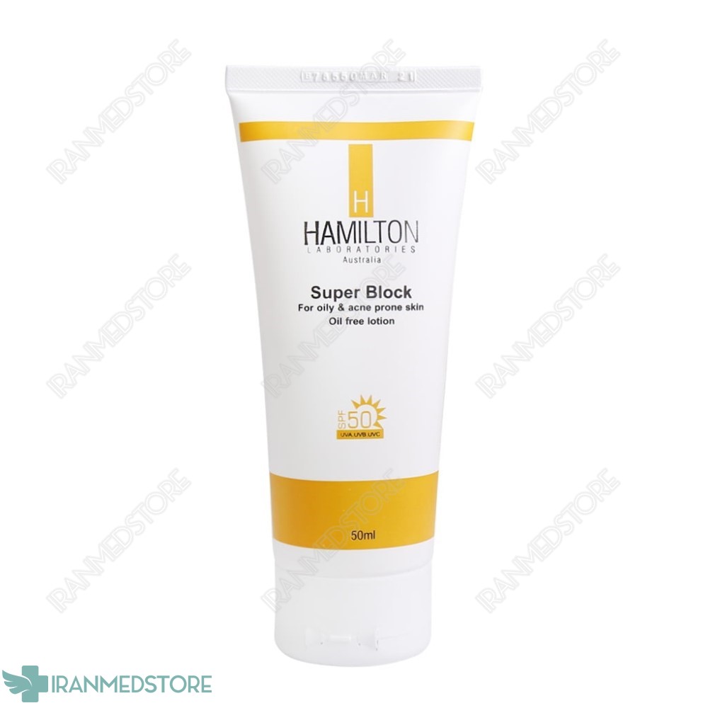 لوسیون ضد آفتاب SPF50 همیلتون مدل سوپر بلاک 50 میلی لیتر