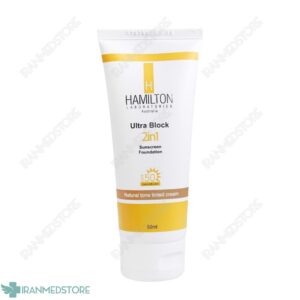 کرم ضد آفتاب رنگی 2 در 1 پوست‌ چرب SPF50 همیلتون مدل اولترا بلاک 50 میلی لیتر